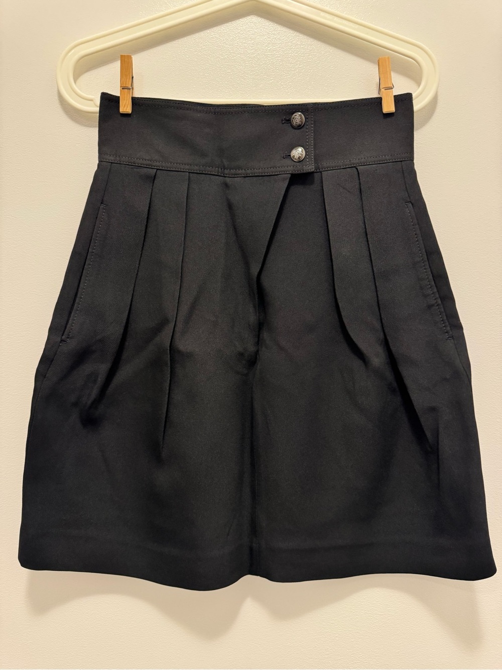 Massimo Dutti Black Tailored Pleated Skirt